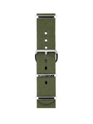 Briston Nato Strap Green Army Polished Steel 18mm
