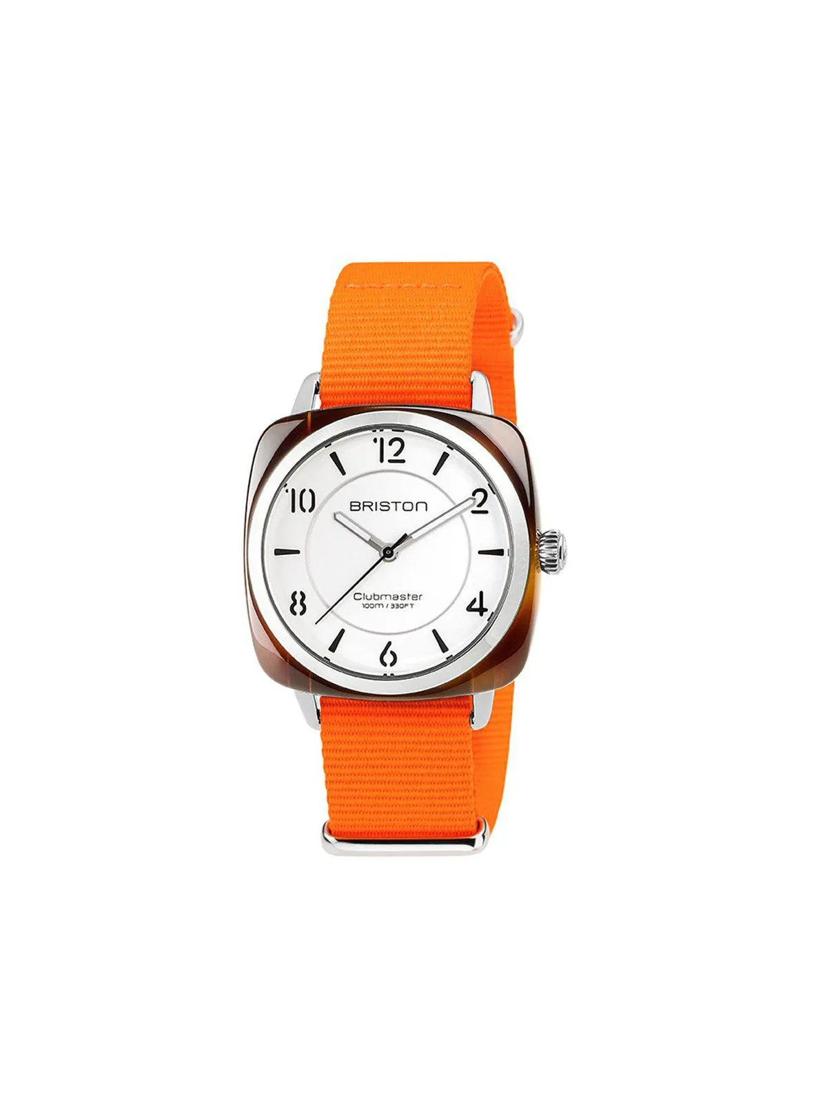 Briston Nato Strap Neon Orange Polished Steel 18mm