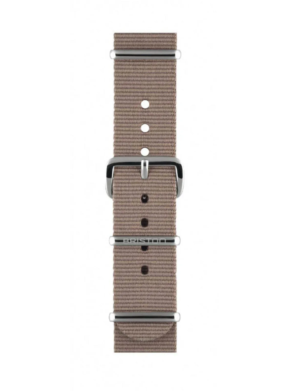 Briston Nato Strap Taupe Grey Polished Steel 18mm