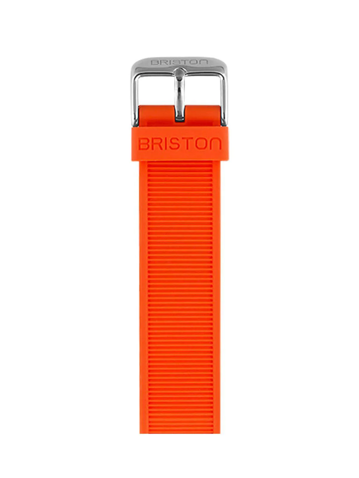 Briston Rubber Strap Orange Polished Steel 20mm