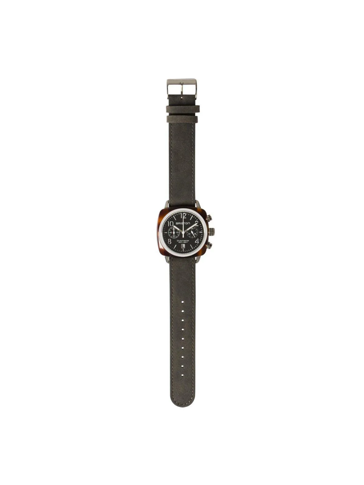 Briston Vintage Leather Strap Black Polished Steel 20mm