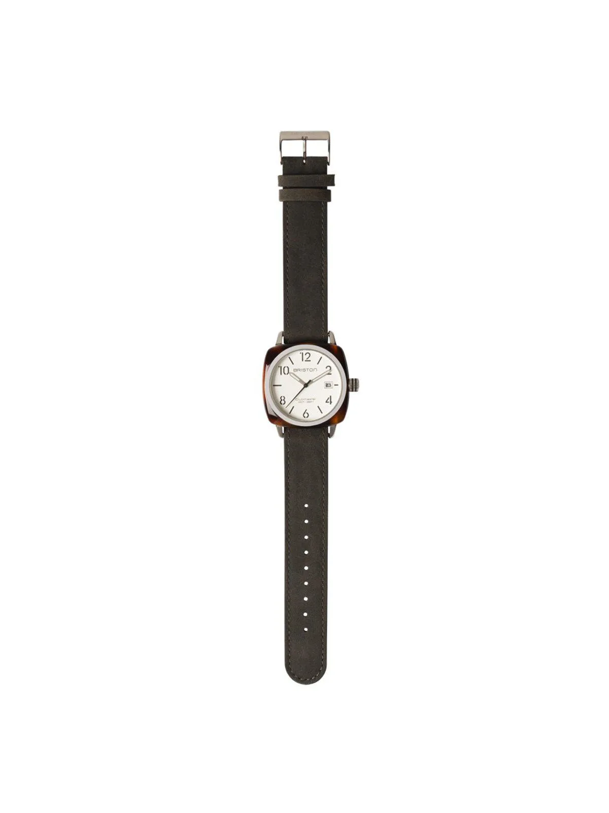 Briston Vintage Leather Strap Black Polished Steel 20mm