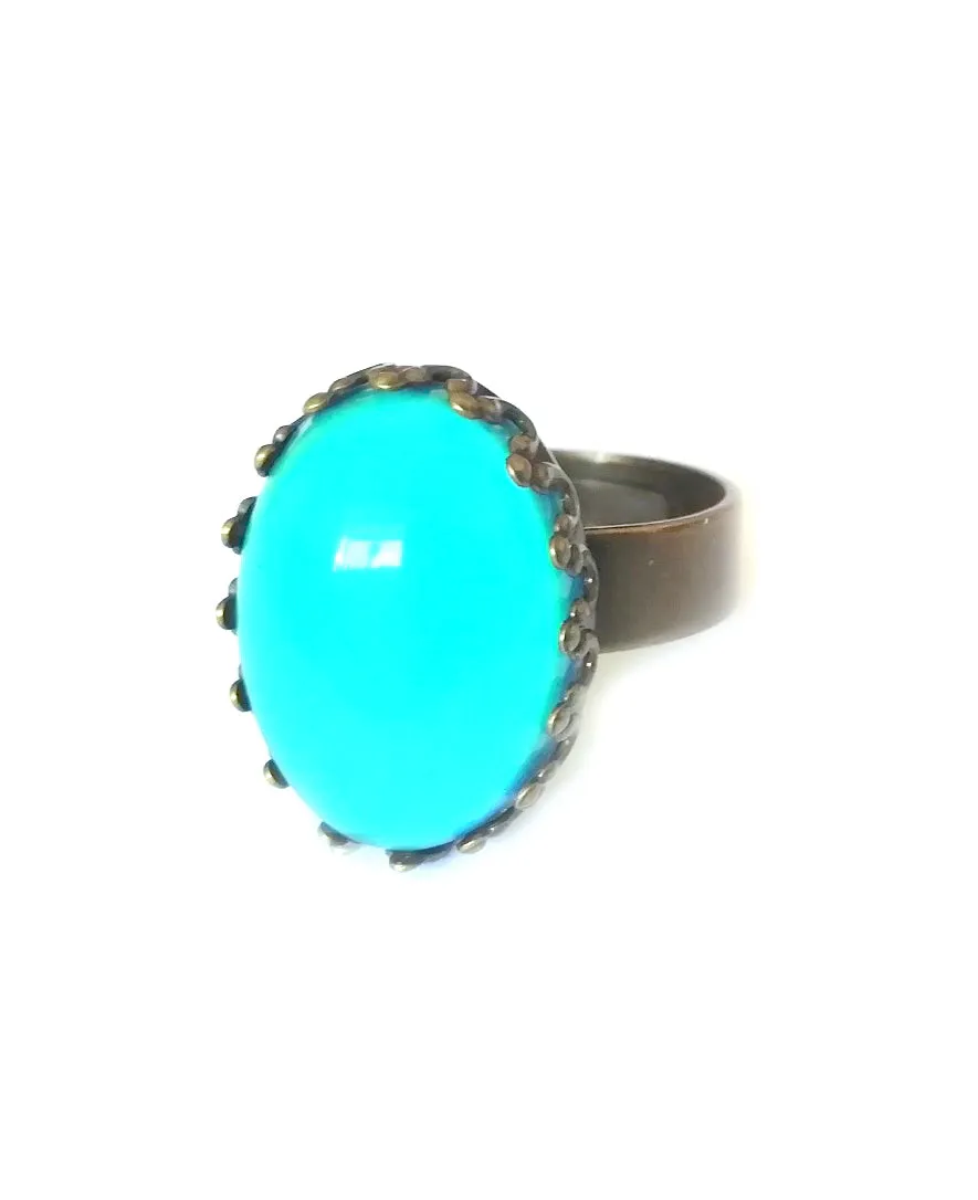 Bronzed Crown Setting Mood Ring