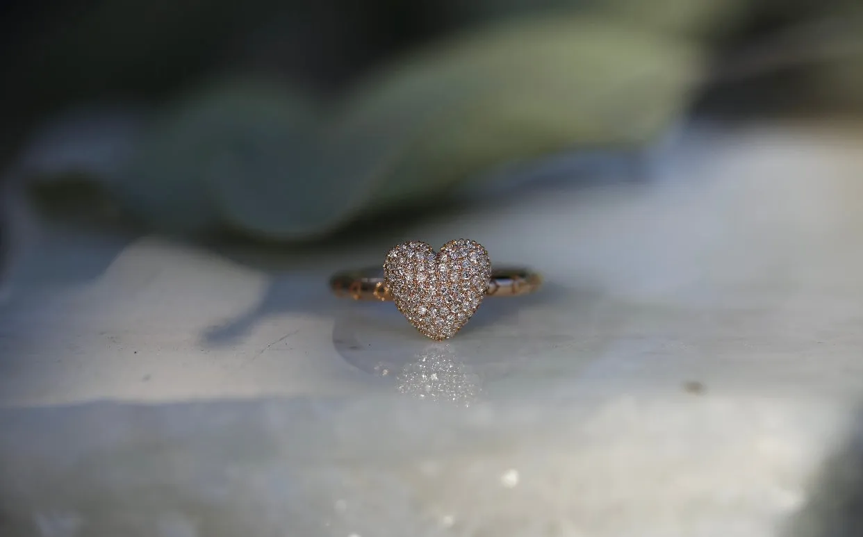 Bubble Heart Pave Diamond Ring