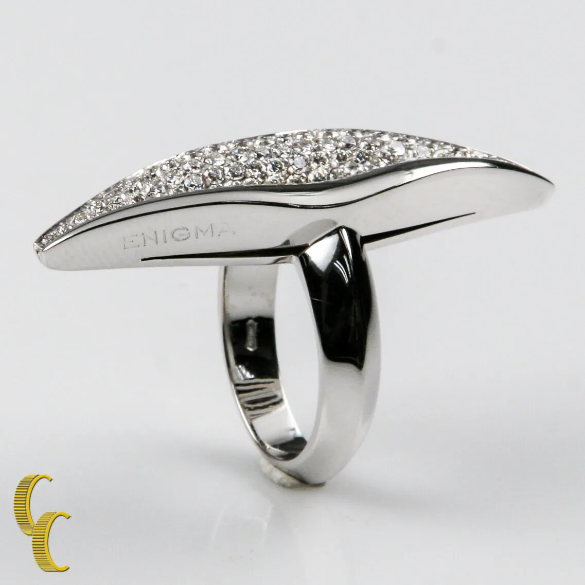 Bulgari Bvlgari Enigma 18k White Gold Pave Diamond Ring & Necklace Pendant 17"
