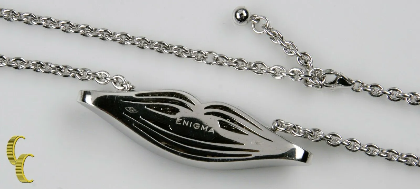 Bulgari Bvlgari Enigma 18k White Gold Pave Diamond Ring & Necklace Pendant 17"