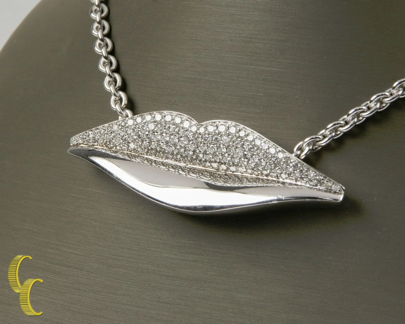 Bulgari Bvlgari Enigma 18k White Gold Pave Diamond Ring & Necklace Pendant 17"