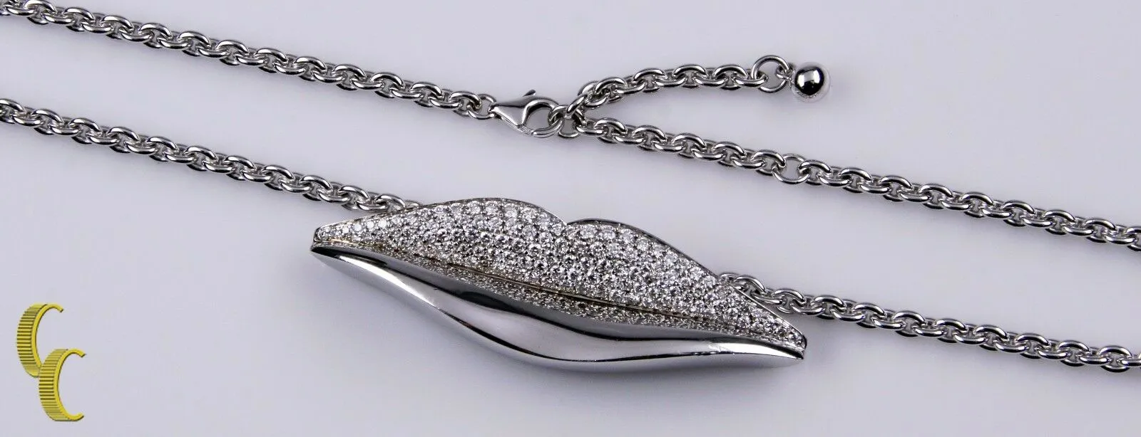 Bulgari Bvlgari Enigma 18k White Gold Pave Diamond Ring & Necklace Pendant 17"
