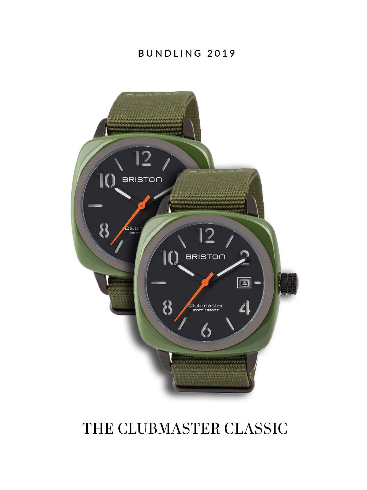 BUNDLING Briston Clubmaster Classic Acetate HMS Green Army PVD 40mm