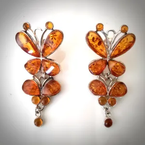 Butterfly Honey Amber & Sterling Silver Earrings