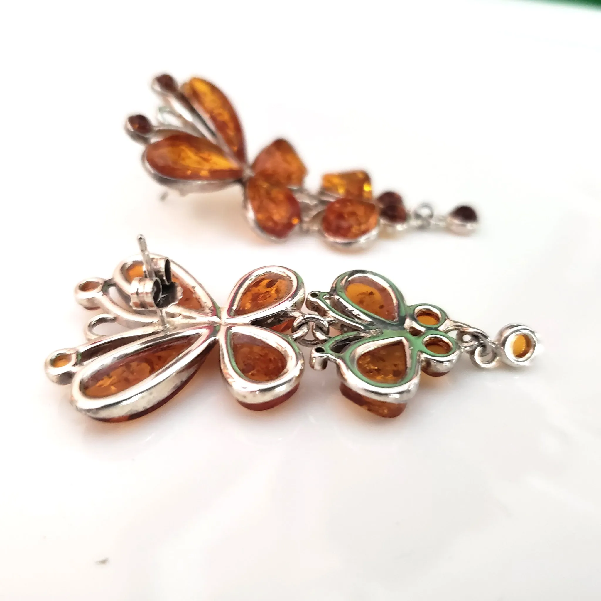 Butterfly Honey Amber & Sterling Silver Earrings