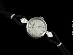 c. 1957 Rolex Orchid Ladies Vintage Watch, 18K White Gold - Rare & Beautiful Crown Design
