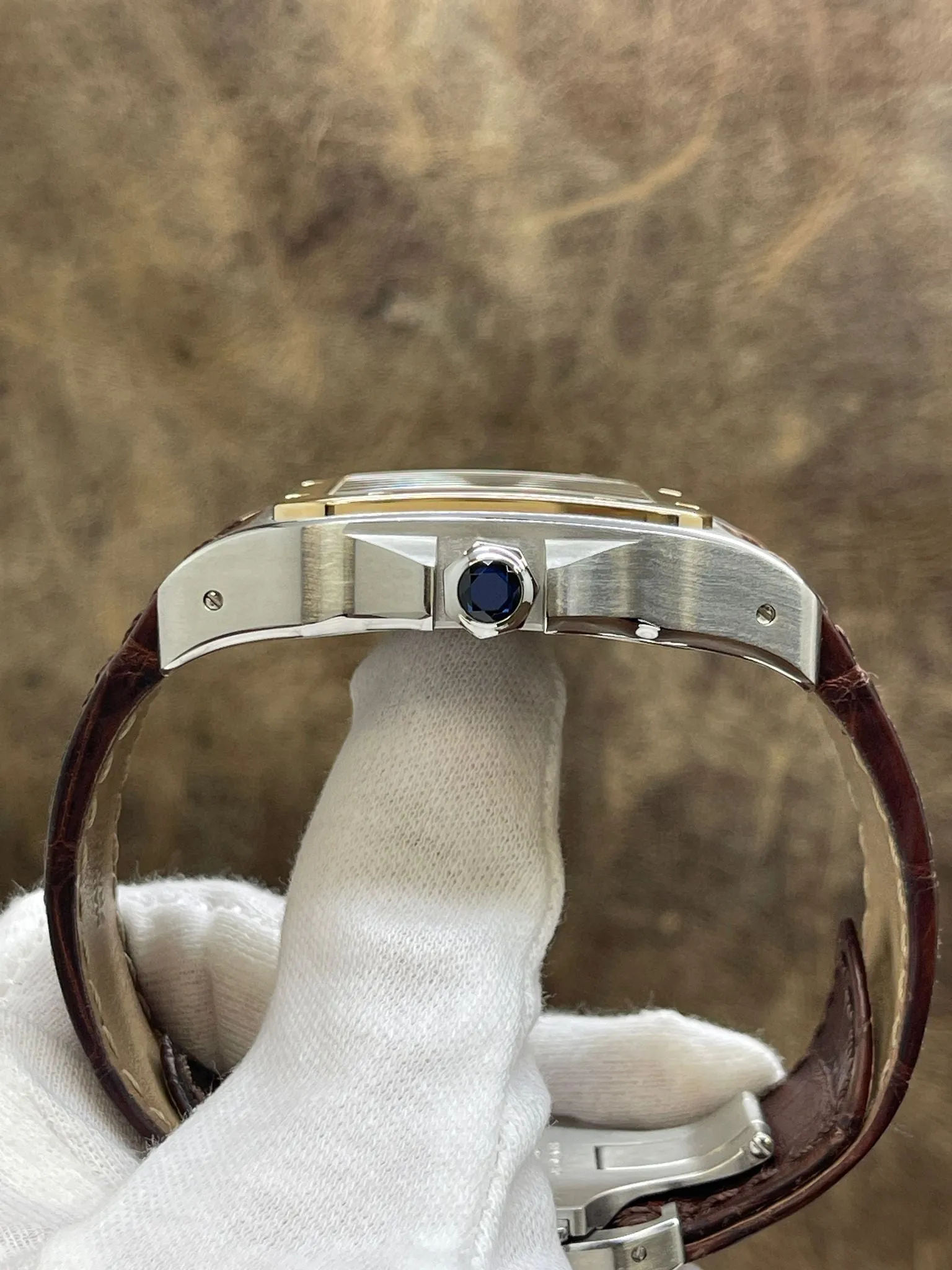 Cartier Santos 100 XL 18K Gold Bezel 2656 White Dial Automatic Men's Watch