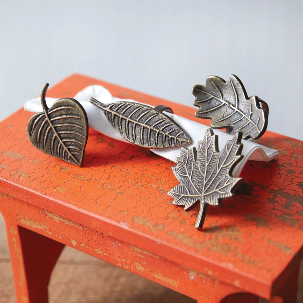 Charming Leafy Napkin Rings - Set of Four