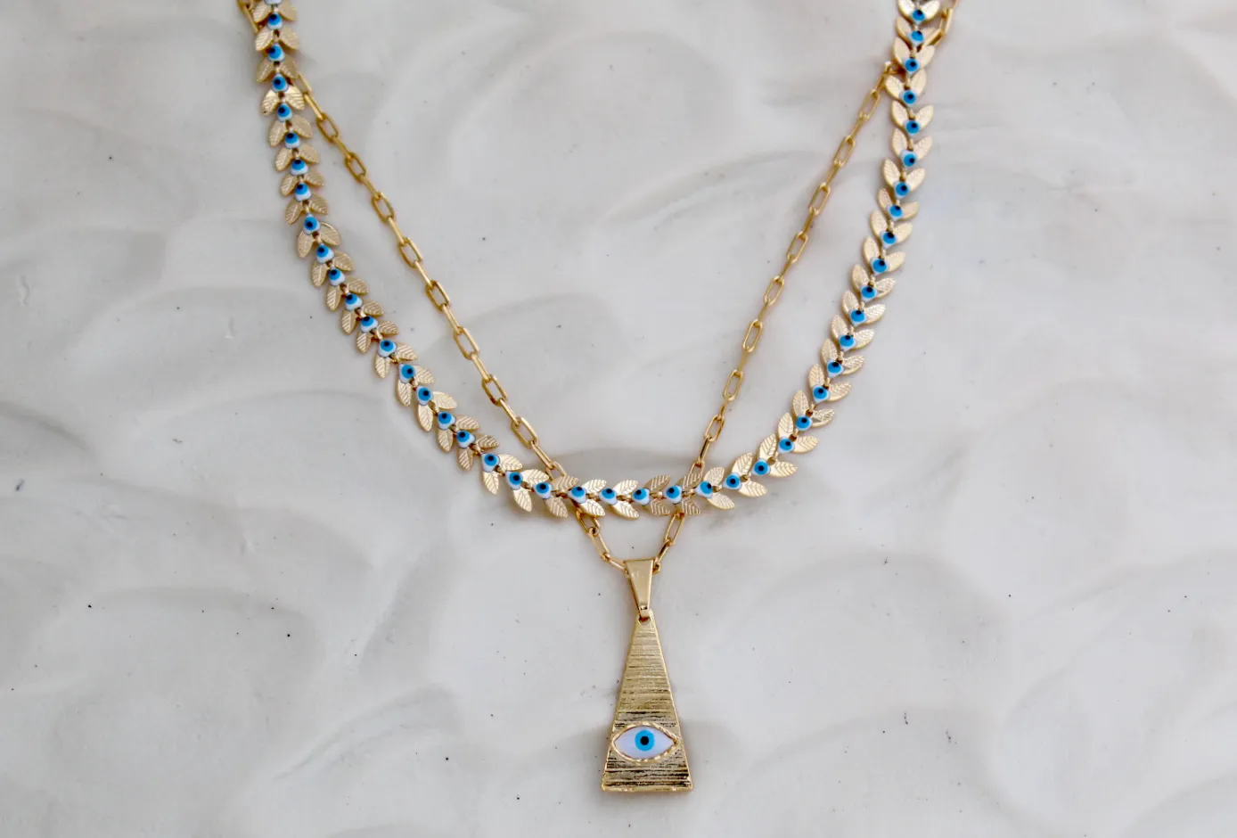 Chevron Evil Eye Choker Necklaces