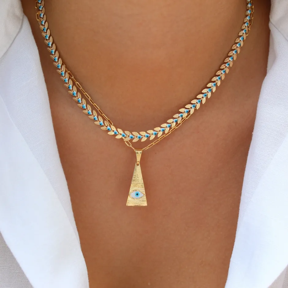 Chevron Evil Eye Choker Necklaces