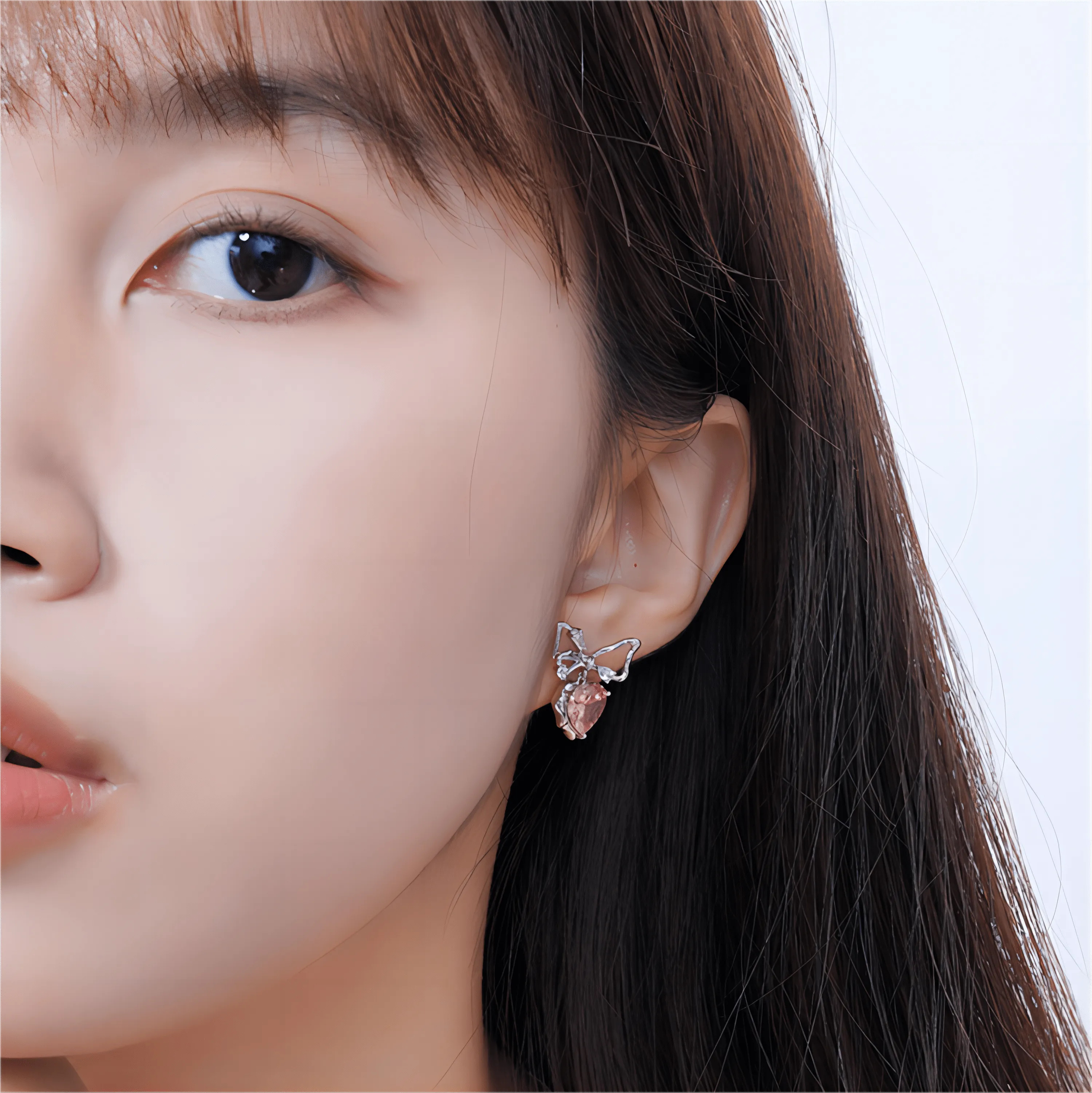 Chic CZ Inlaid Crystal Bowknot Heart Dangle Earrings