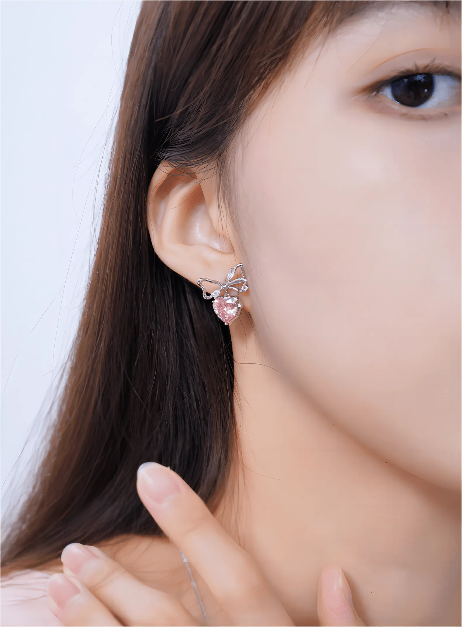 Chic CZ Inlaid Crystal Bowknot Heart Dangle Earrings