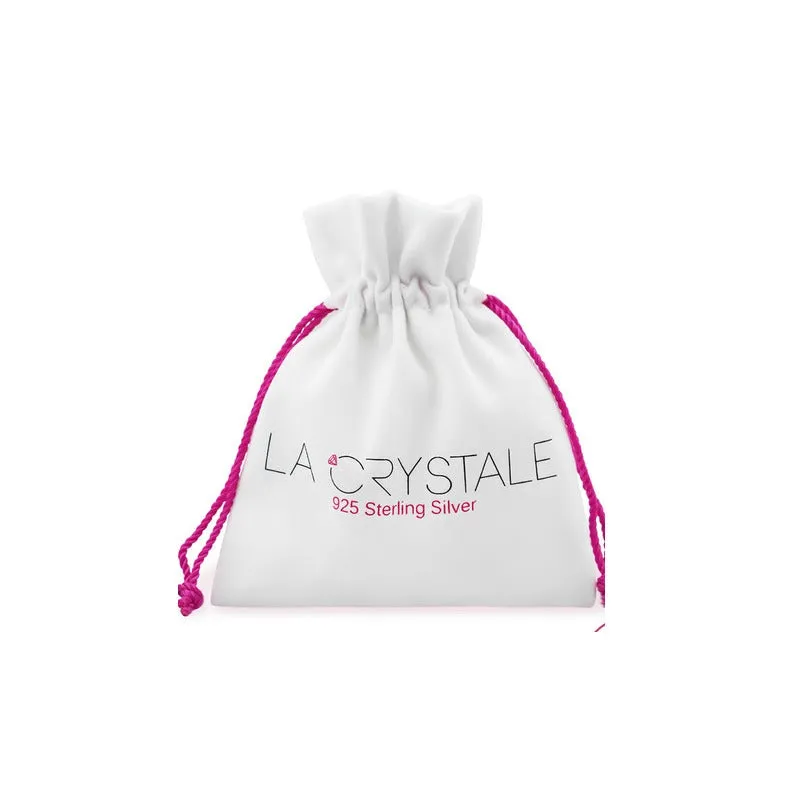 Children's Earrings:  Sterling Silver La Crystale CZ Stud with Bow Dangle