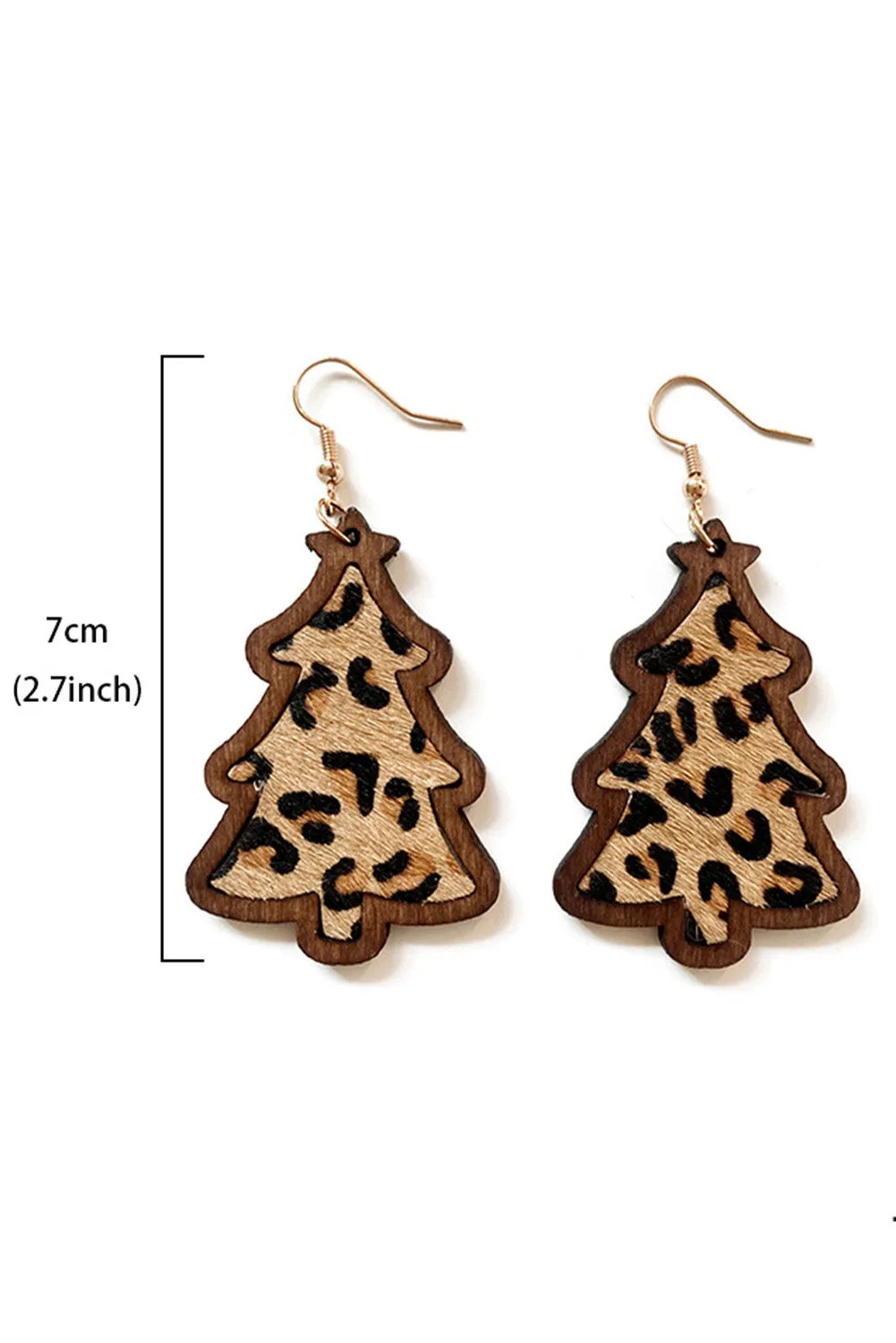 Christmas Tree Shape Pattern Print Dangle Earrings