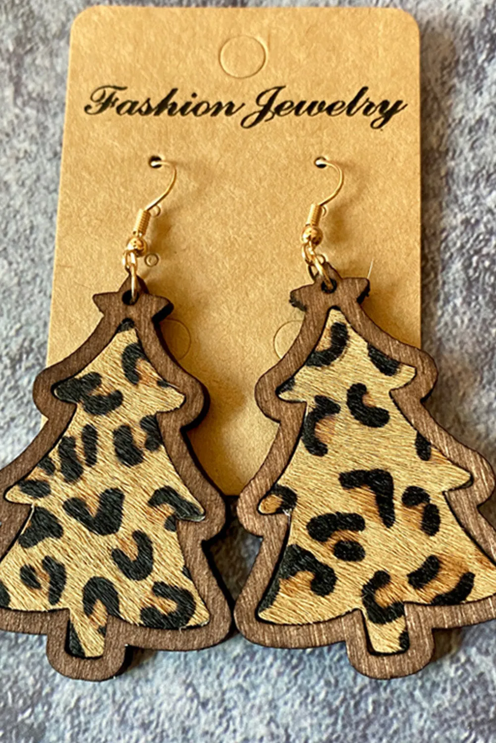 Christmas Tree Shape Pattern Print Dangle Earrings