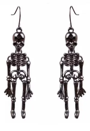 Chrome Black Skeleton Dangle Earrings