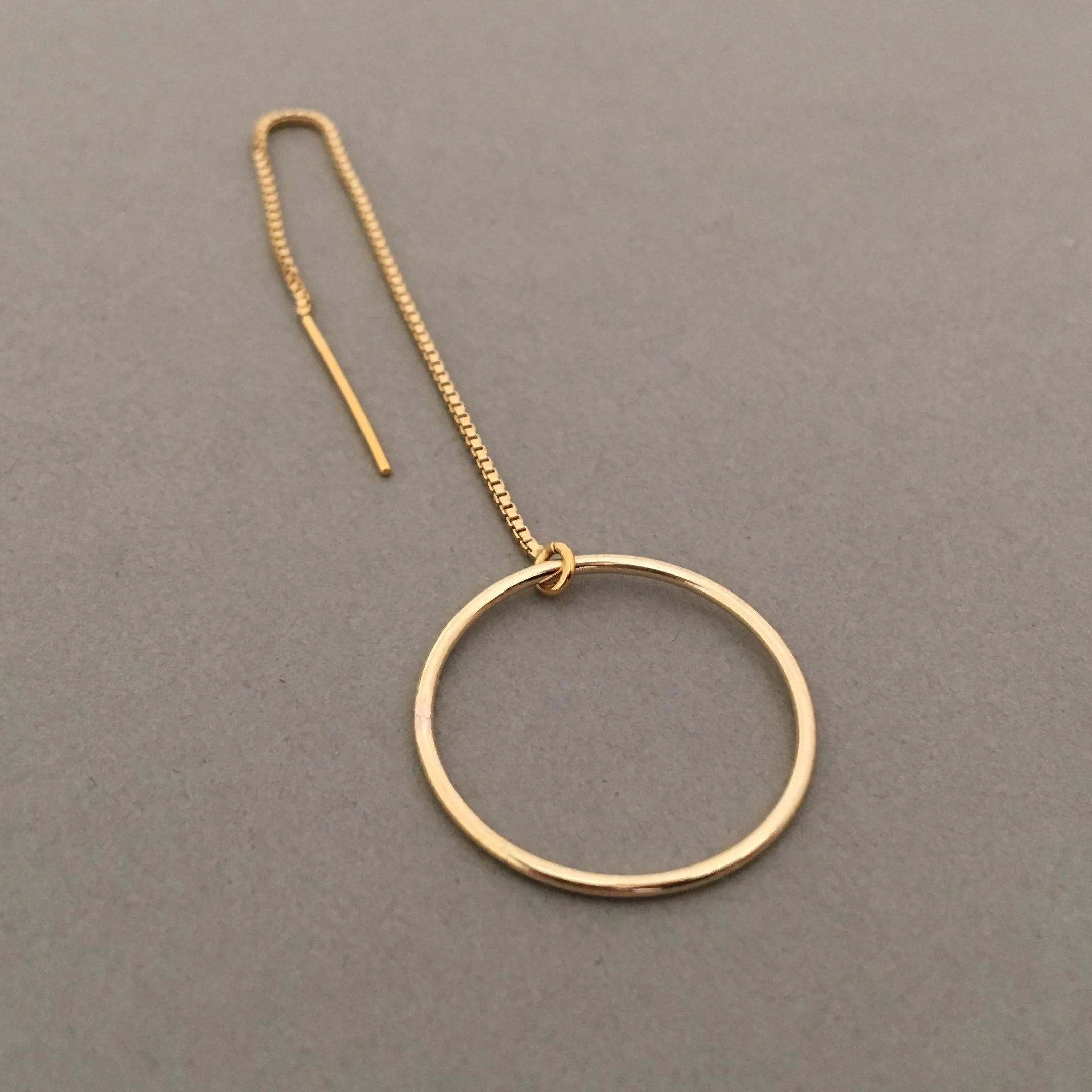 Circle Box Chain Threader Earrings