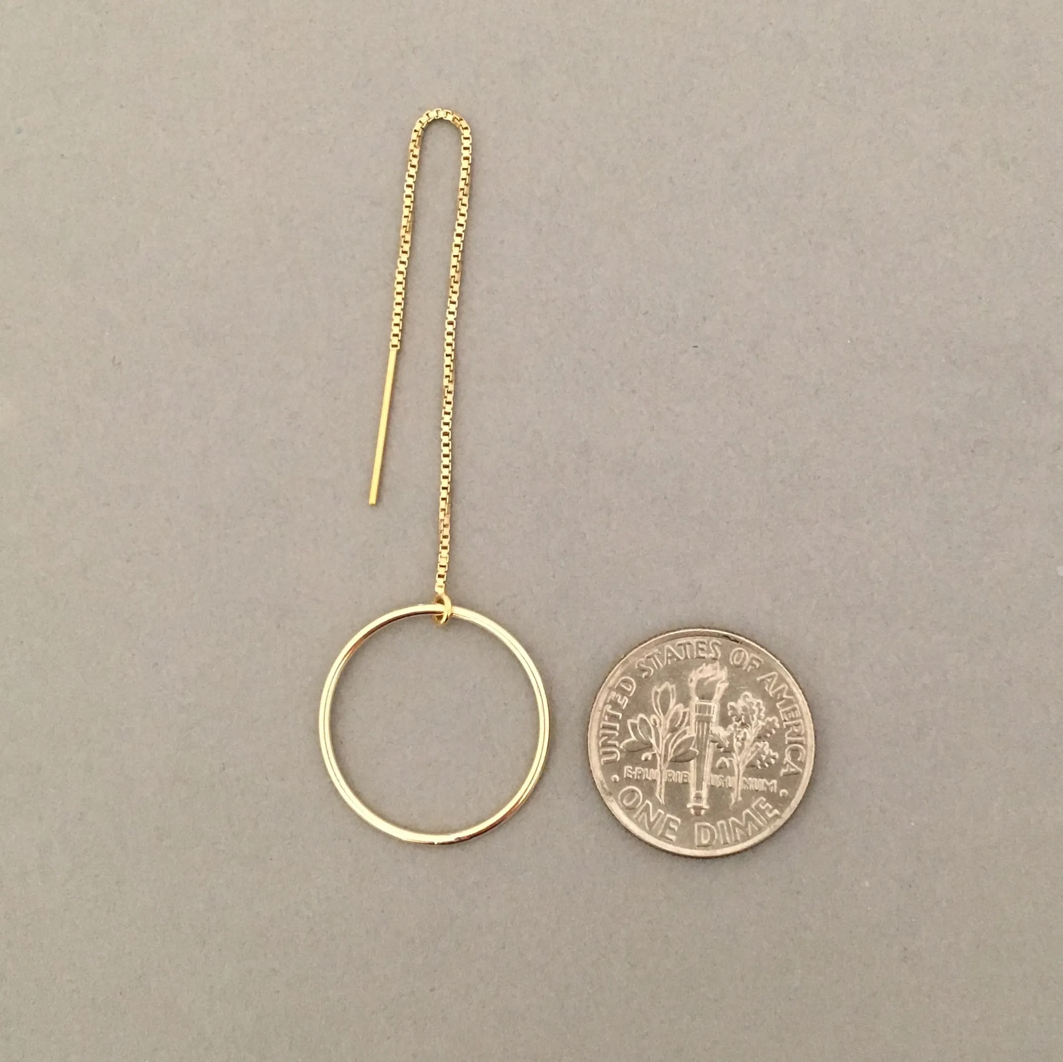 Circle Box Chain Threader Earrings