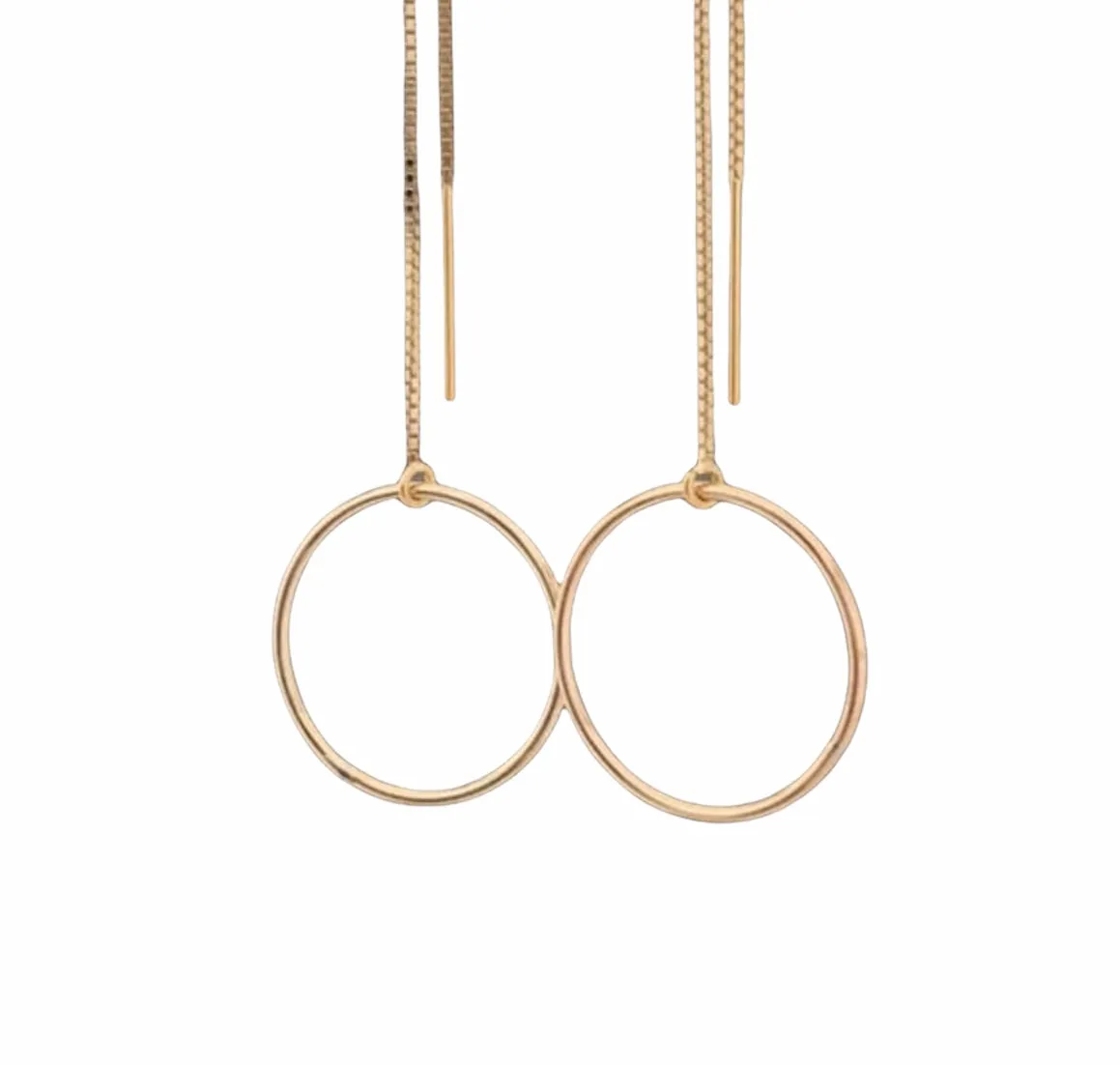 Circle Box Chain Threader Earrings