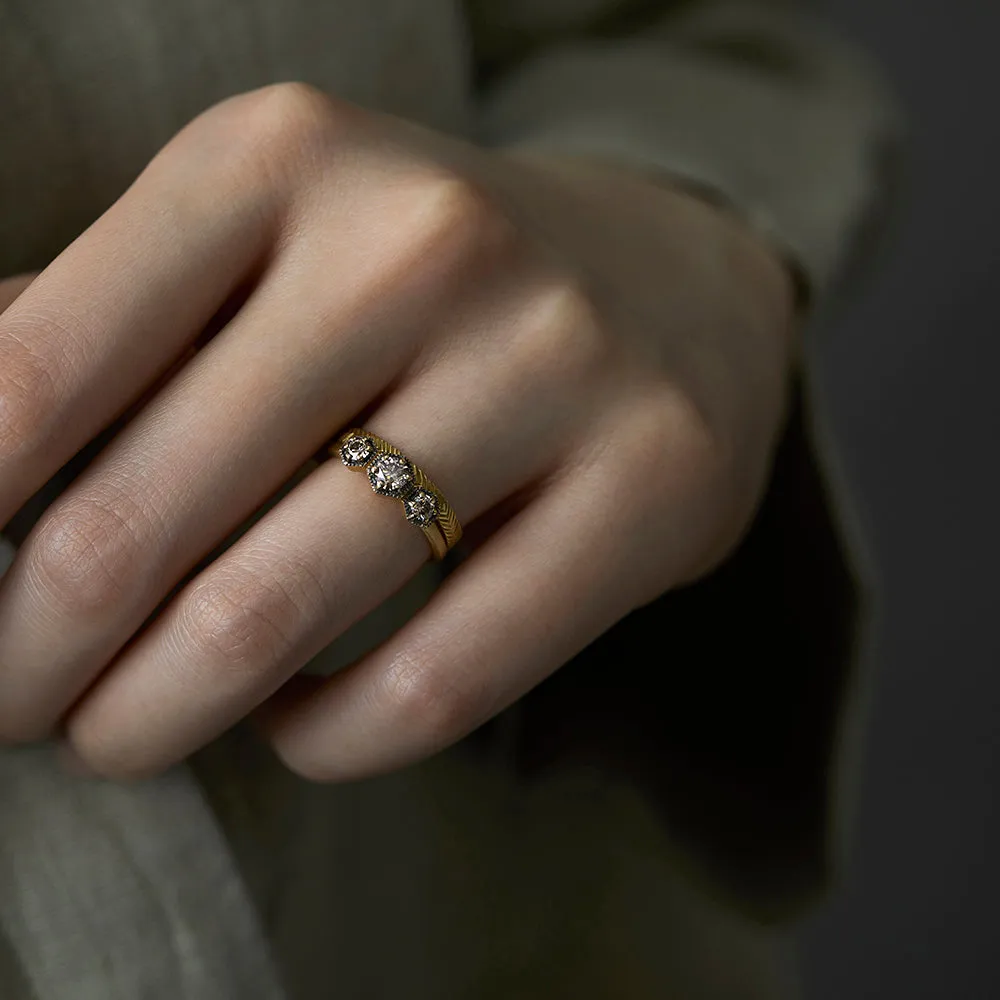 Classic Brown Diamond Triple Hexagon Ring | R8401BR