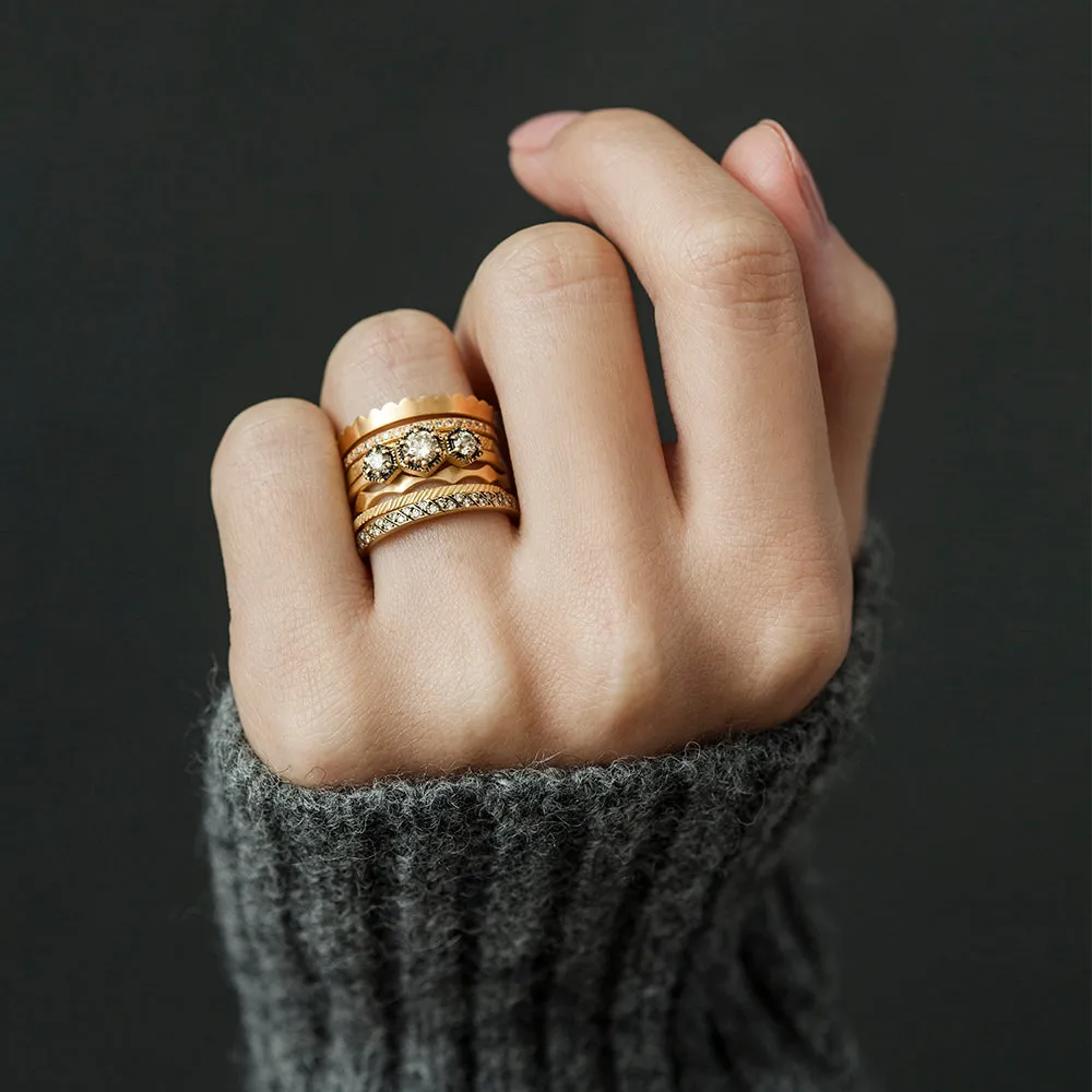 Classic Brown Diamond Triple Hexagon Ring | R8401BR