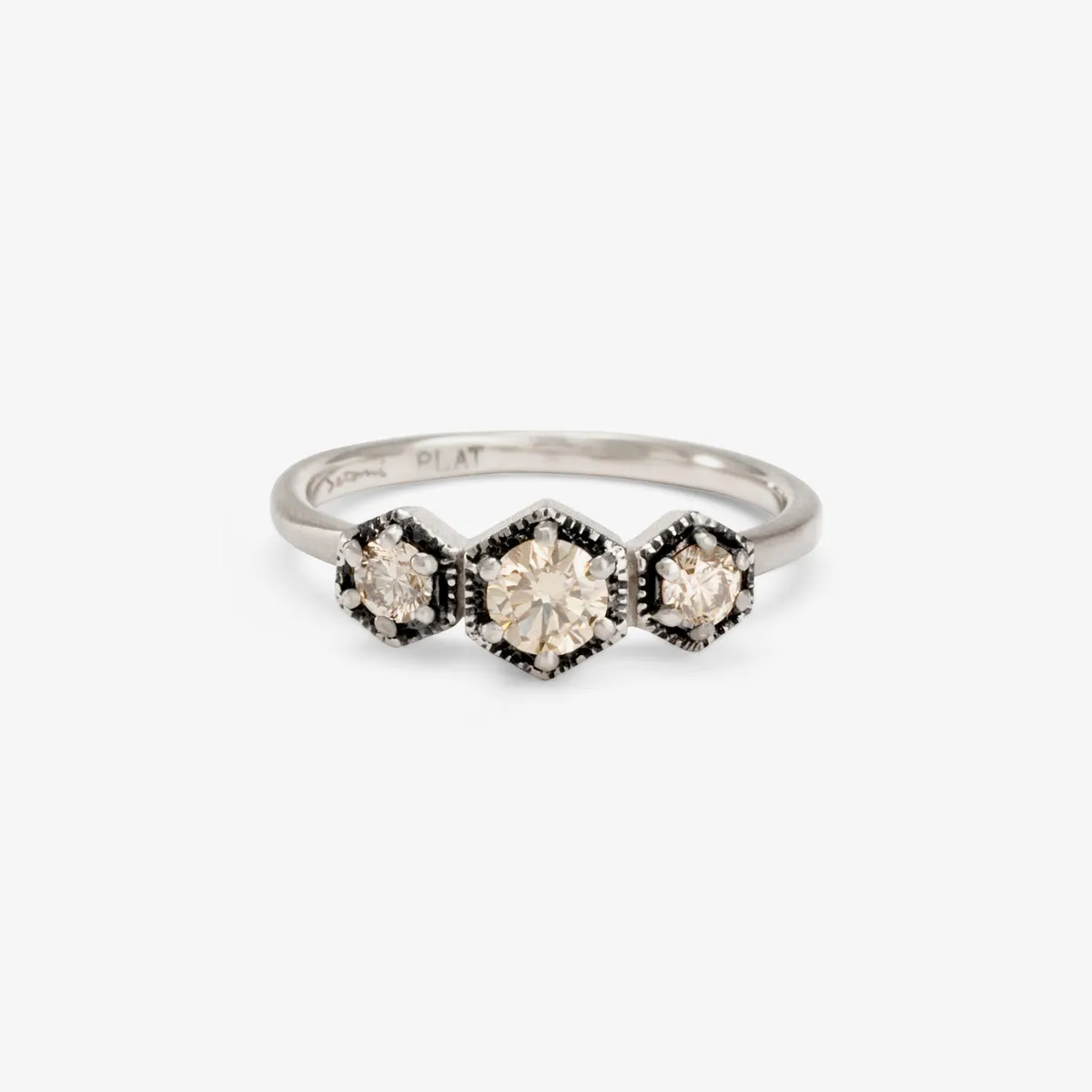 Classic Brown Diamond Triple Hexagon Ring | R8401BR