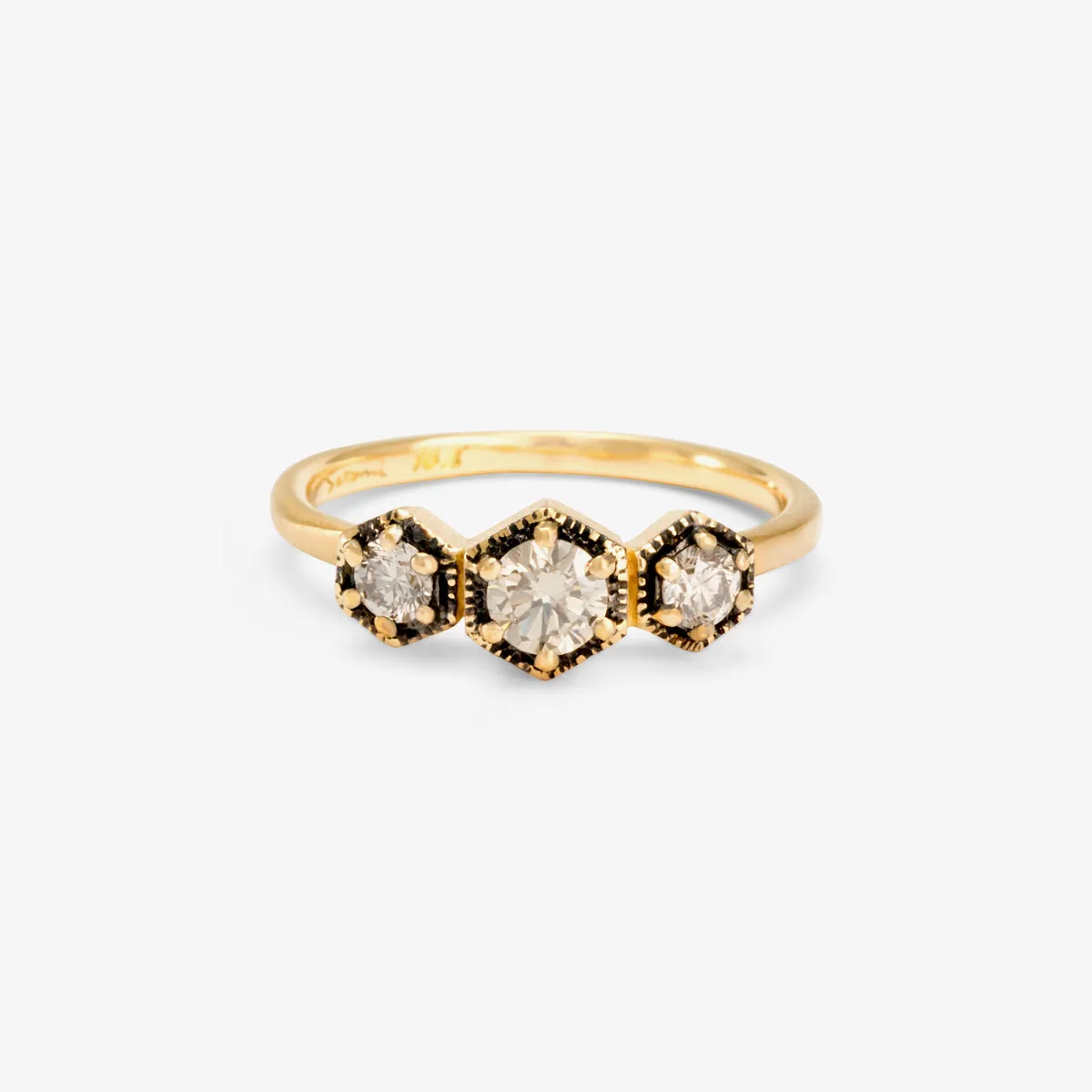 Classic Brown Diamond Triple Hexagon Ring | R8401BR