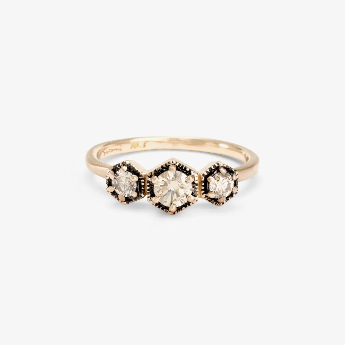 Classic Brown Diamond Triple Hexagon Ring | R8401BR