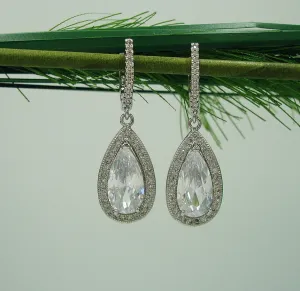 Clear CZ, Wedding Earrings, Dangle Earrings, Wedding Bridal Bridesmaid Jewelry Gift