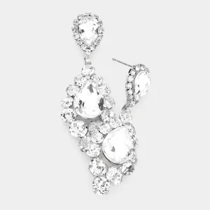 Clear Double Teardrop Dangle Pageant Earrings | Pageant Interview Earrings |  532601