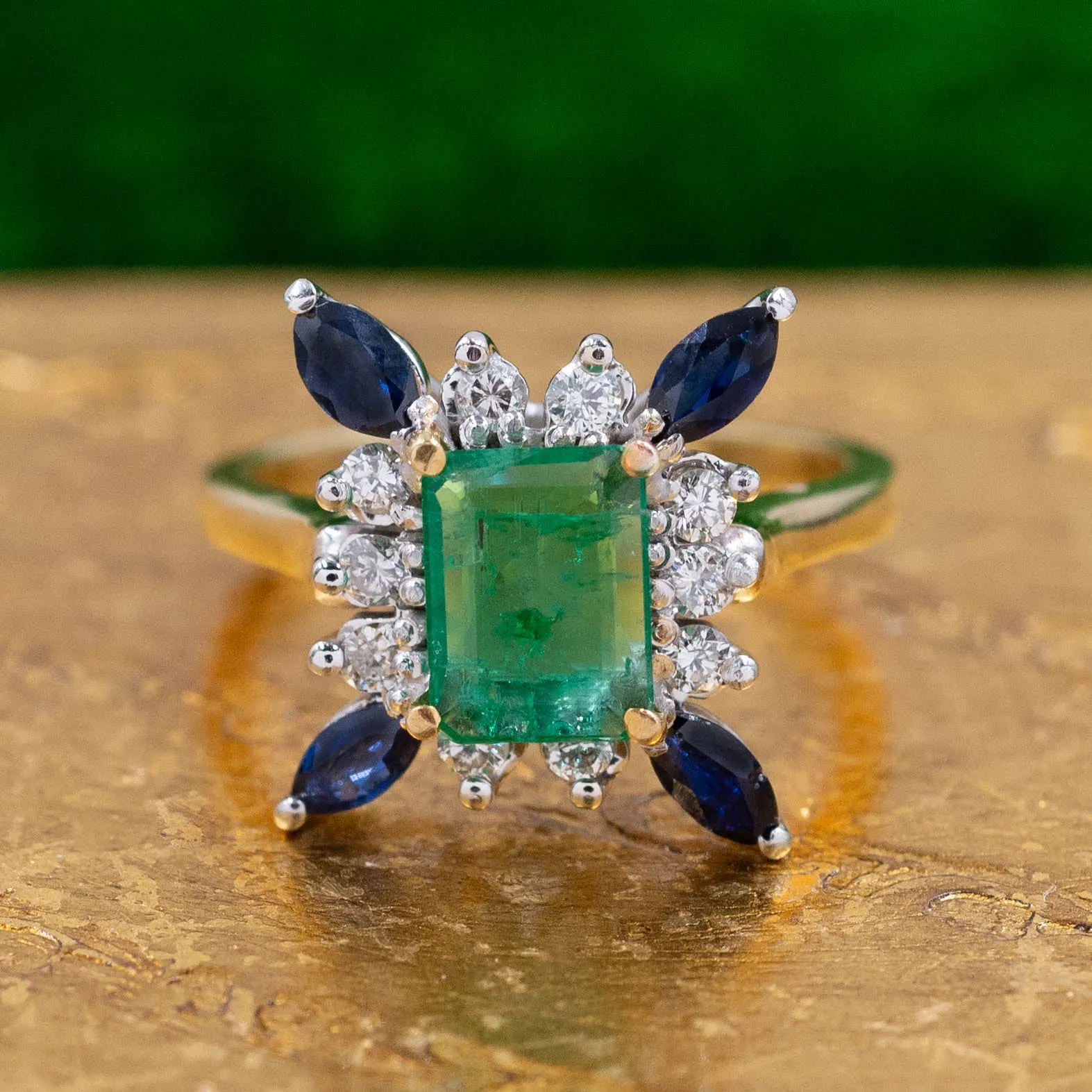 Colombian Emerald, Sapphire & Diamond Ring