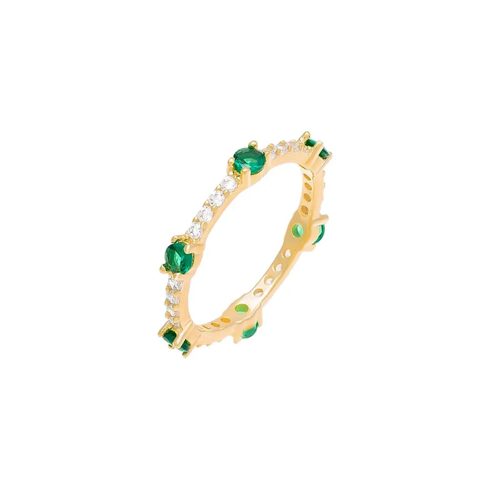 Colored Gemstone X CZ Thin Eternity Ring