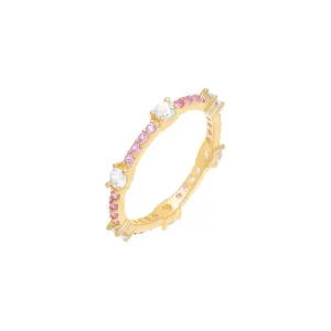 Colored Gemstone X CZ Thin Eternity Ring