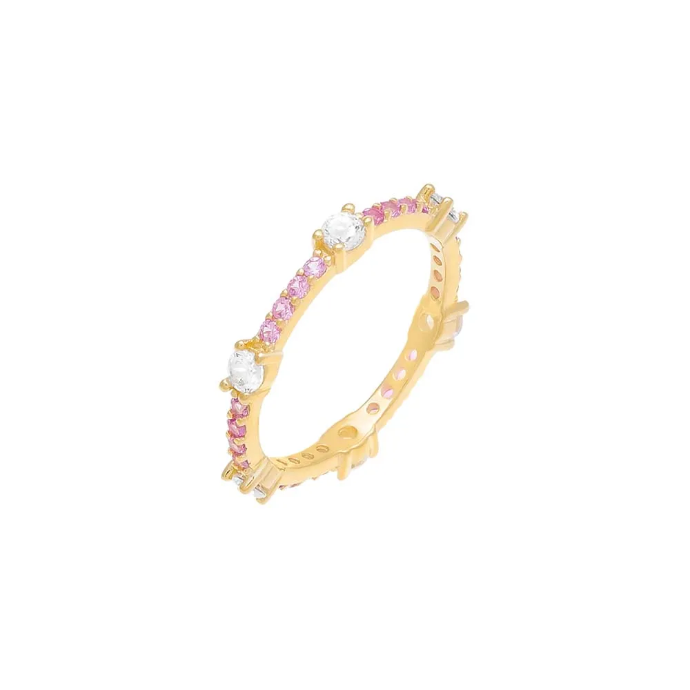 Colored Gemstone X CZ Thin Eternity Ring