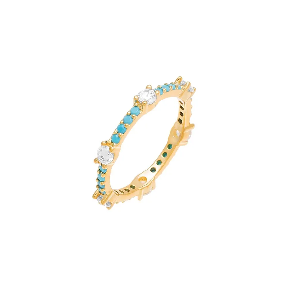 Colored Gemstone X CZ Thin Eternity Ring