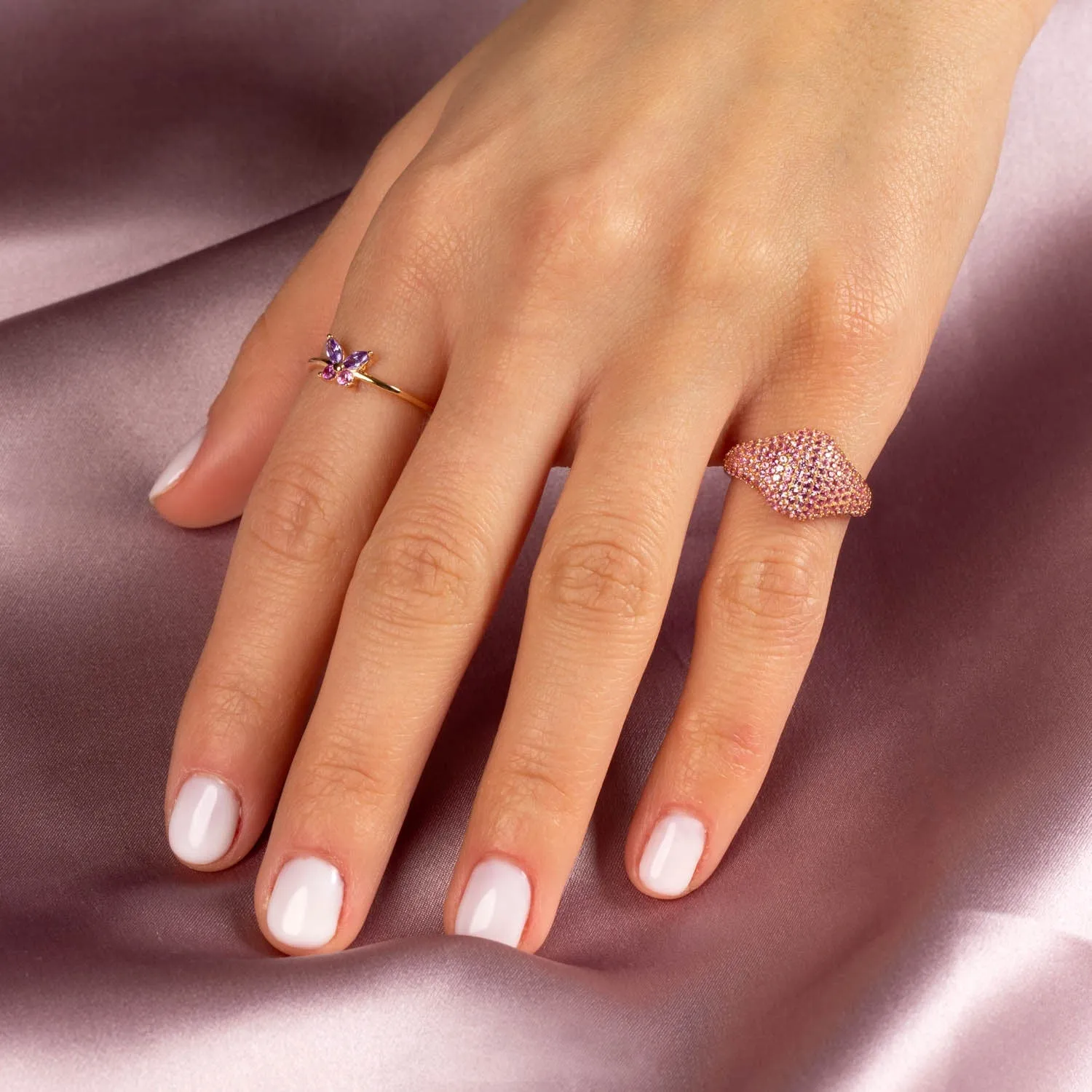 Colored Pavé Pinky Ring