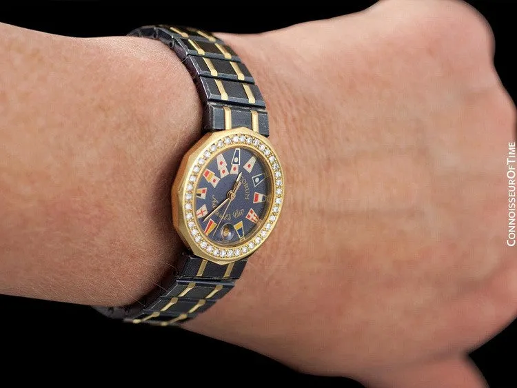 Corum Admirals Cup Ladies Nautical Watch - 18K Gold & Ceramic with Original Corum Diamonds