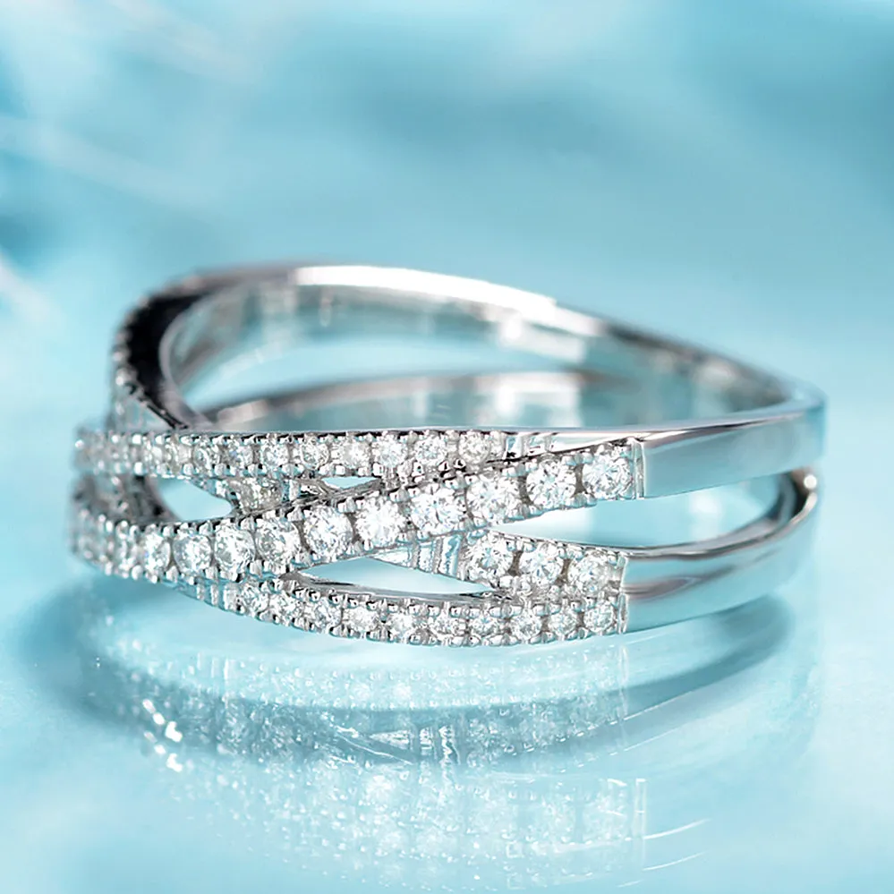 Criss-cross Layered Diamond Ring