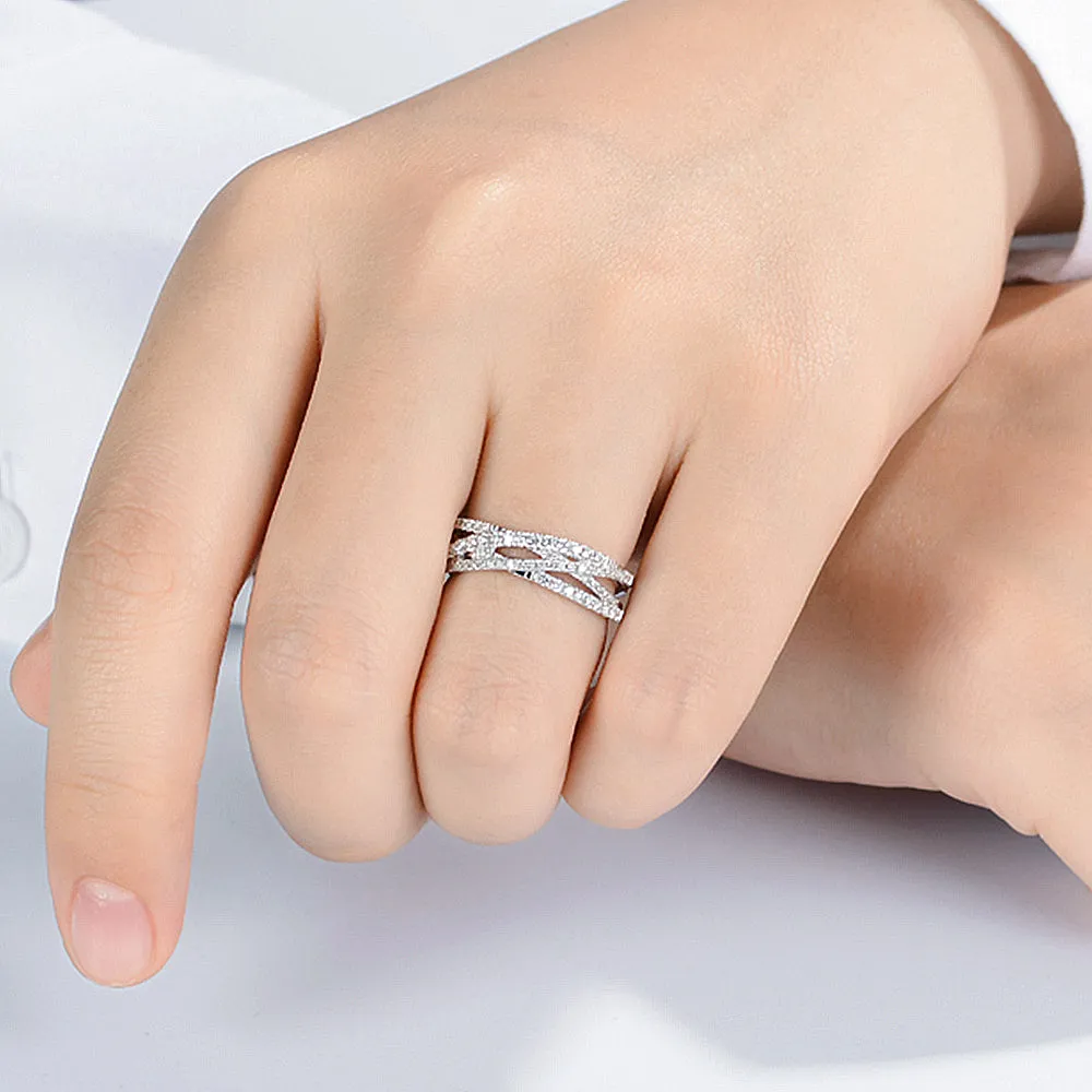 Criss-cross Layered Diamond Ring