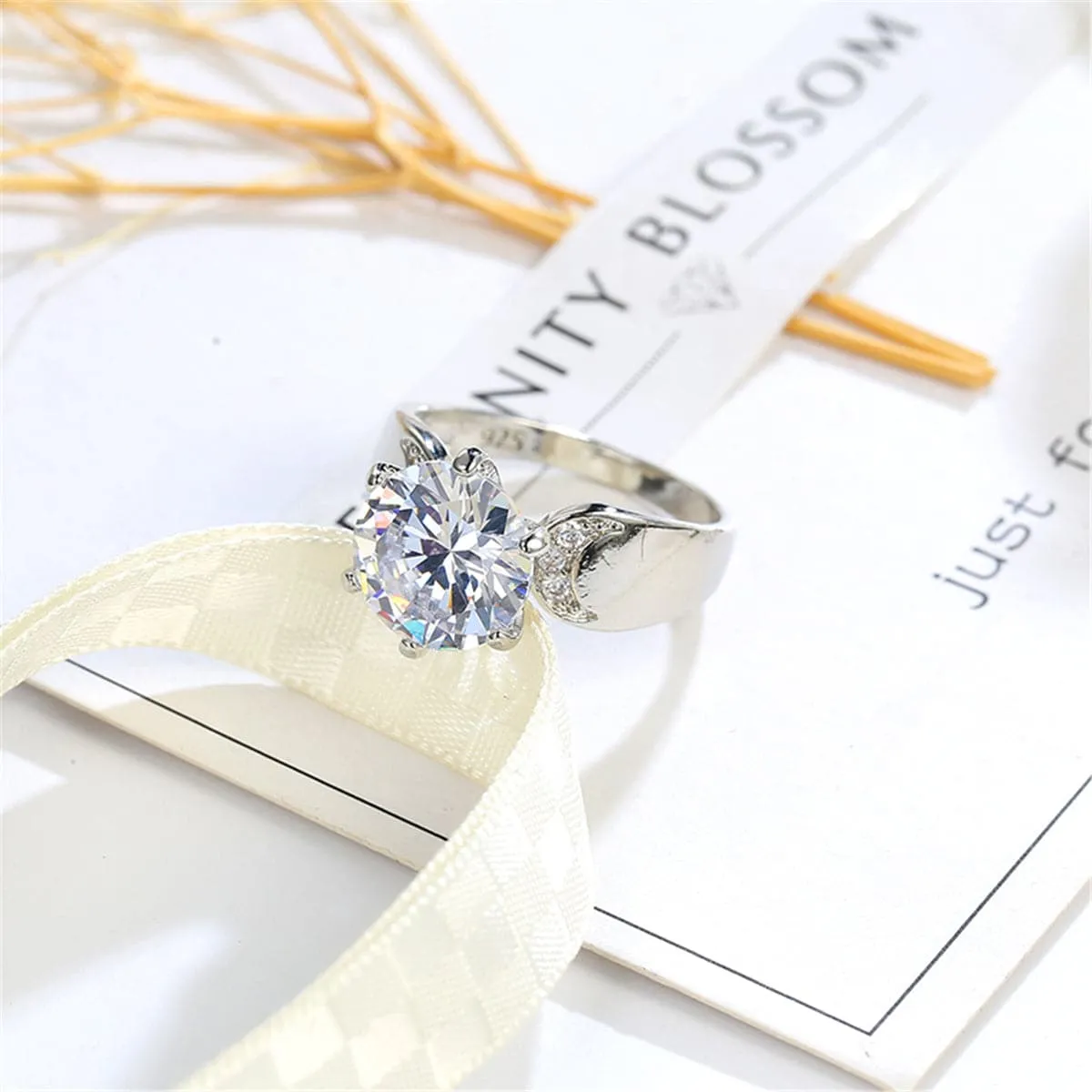 Crystal & Silver-Plated Round-Cut Cocktail Ring