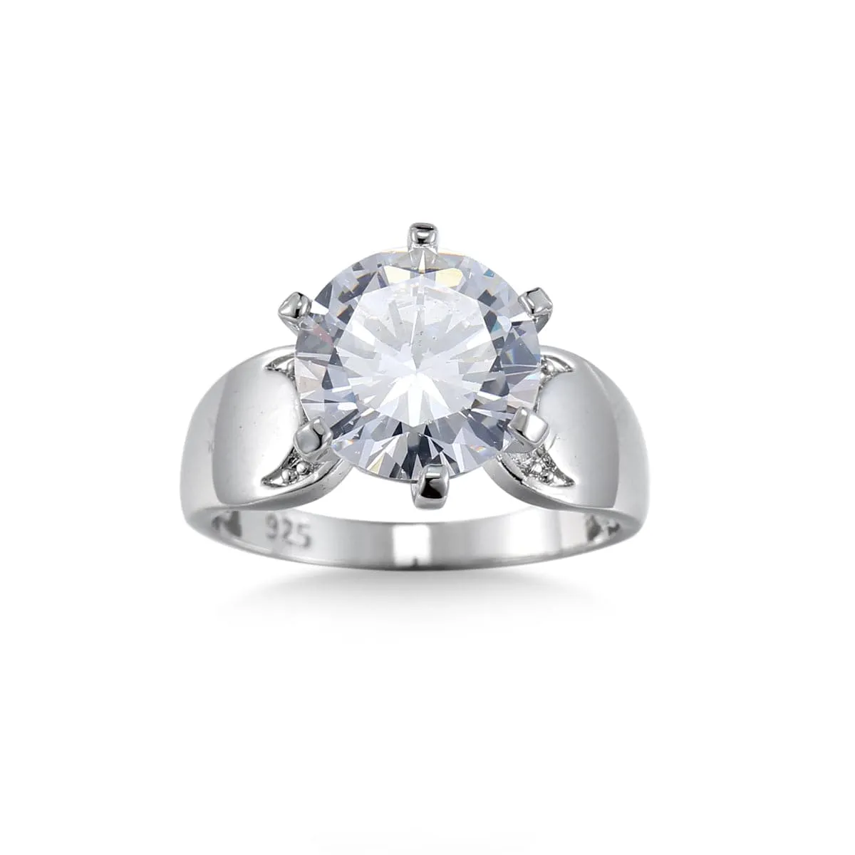 Crystal & Silver-Plated Round-Cut Cocktail Ring