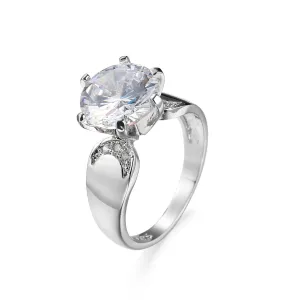 Crystal & Silver-Plated Round-Cut Cocktail Ring