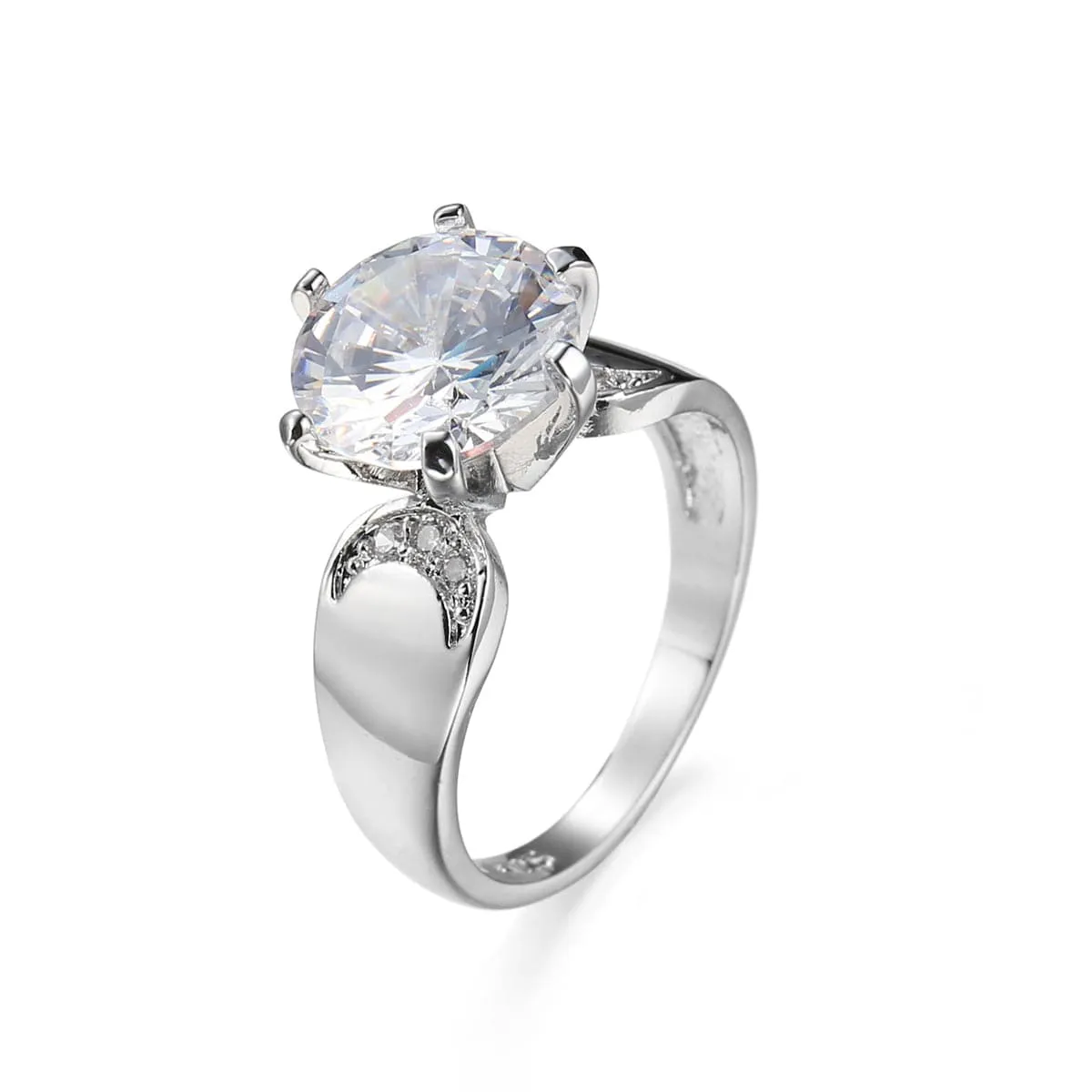 Crystal & Silver-Plated Round-Cut Cocktail Ring