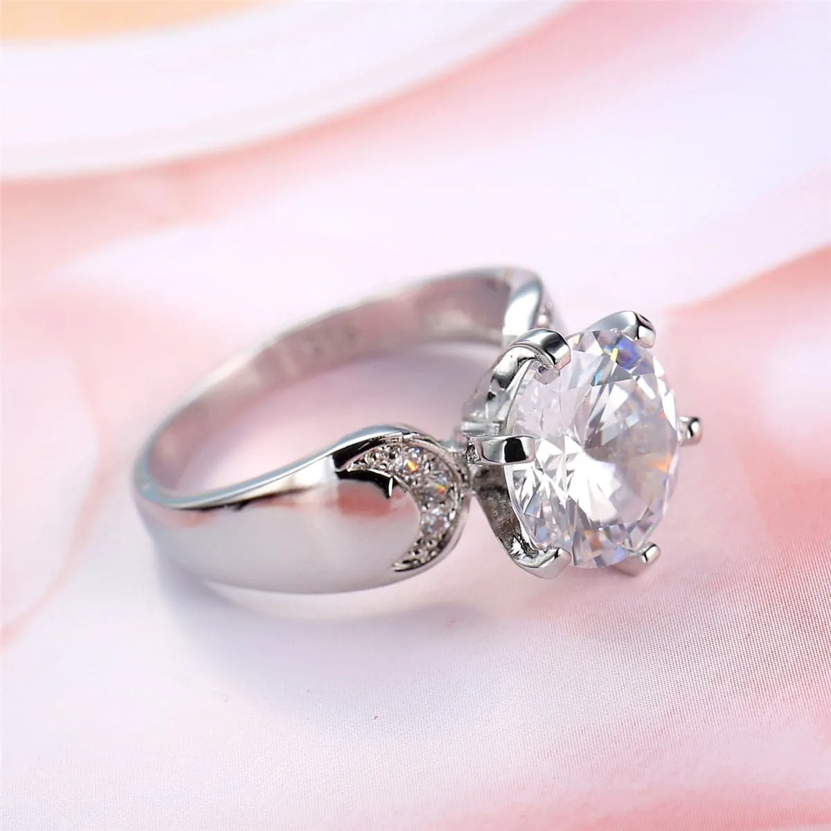 Crystal & Silver-Plated Round-Cut Cocktail Ring